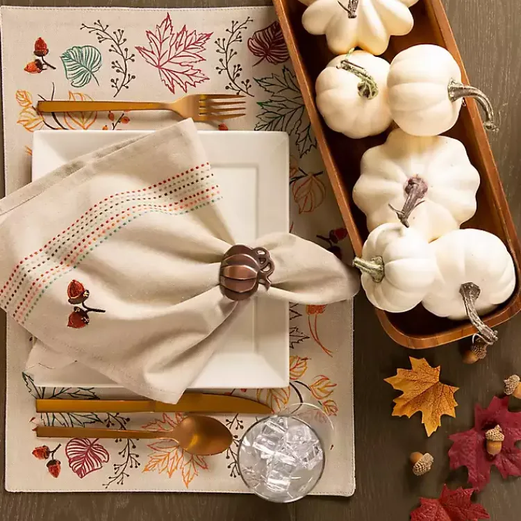 Clearance Bronze Metal Pumpkin Napkin Rings, Set of 6 Fall