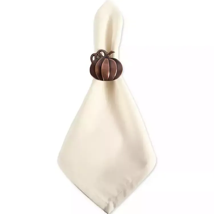 Clearance Bronze Metal Pumpkin Napkin Rings, Set of 6 Fall