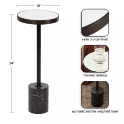 Kirklands Home Accent & End Tables|Bronze Mirror Tabletop Round Cocktail Table Black