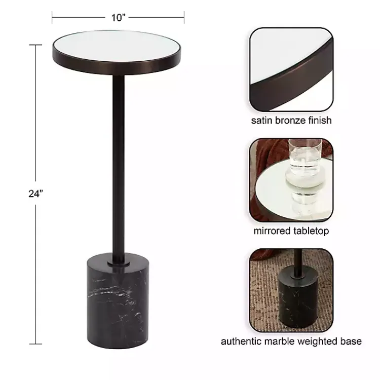 Kirklands Home Accent & End Tables|Bronze Mirror Tabletop Round Cocktail Table Black