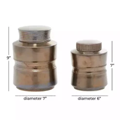 Best Bronze Ribbed Ceramic Jars, Set of 2 Decorative Bowls & Jars
