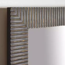Kirklands Home Framed Mirrors|Bronze Ribbed Devin Profile Mirror, 24x36 in.