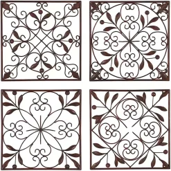 Kirklands Home Wall Plaques|Bronze Scrollwork 4-pc. Panel Wall Art Brown