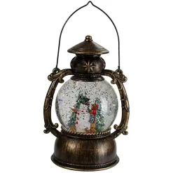 Discount Bronze Snowman and Trees Snow Globe Christmas Decorations