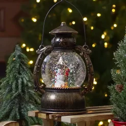Discount Bronze Snowman and Trees Snow Globe Christmas Decorations