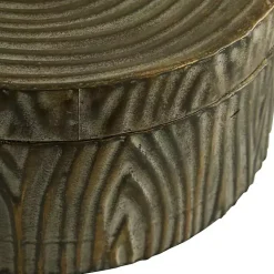 Outlet Bronze Tree Bark Round Metal Boxes, Set of 2 Baskets & Boxes