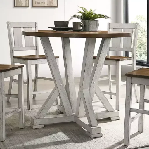 Kirklands Home Dining Tables|Brown and Antique White Wood Counter Table