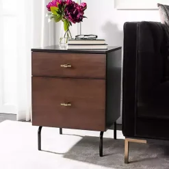 Kirklands Home Nightstands|and Black 2-Drawer Nightstand Brown