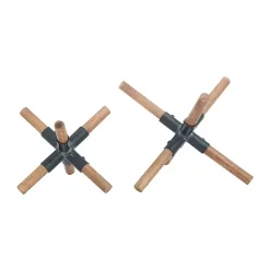 Online Brown and Black Wood Abstract Sculptures, Set of 2 Statues & Figurines