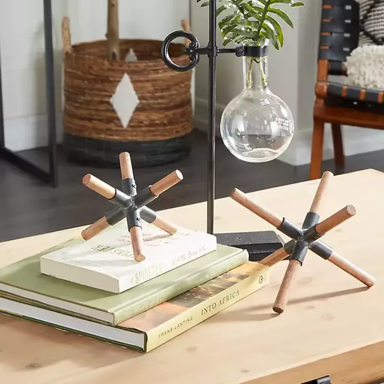 Online Brown and Black Wood Abstract Sculptures, Set of 2 Statues & Figurines