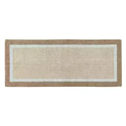Kirklands Home Bathroom Rugs|Brown and Blue Border Cotton Bath Runner