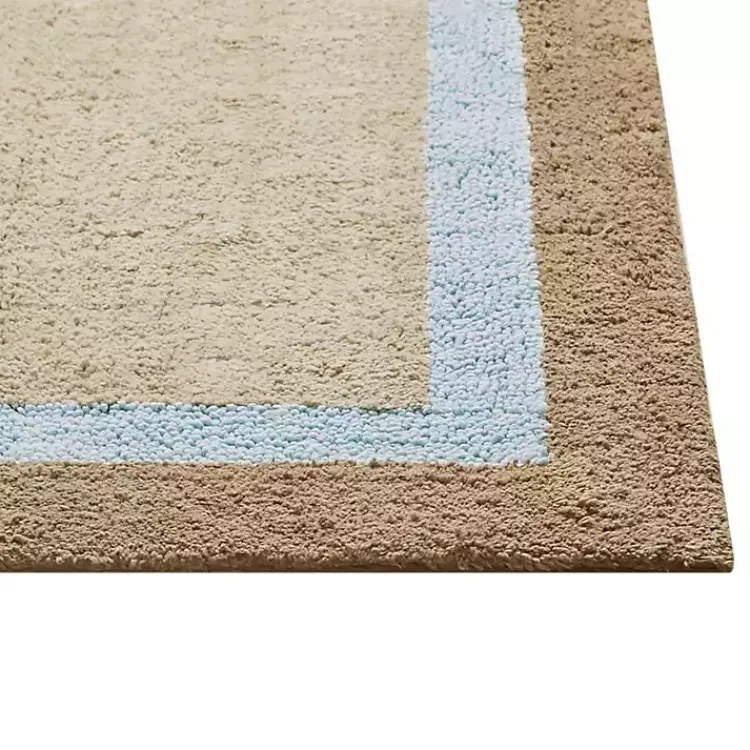 Kirklands Home Bathroom Rugs|Brown and Blue Border Cotton Bath Runner