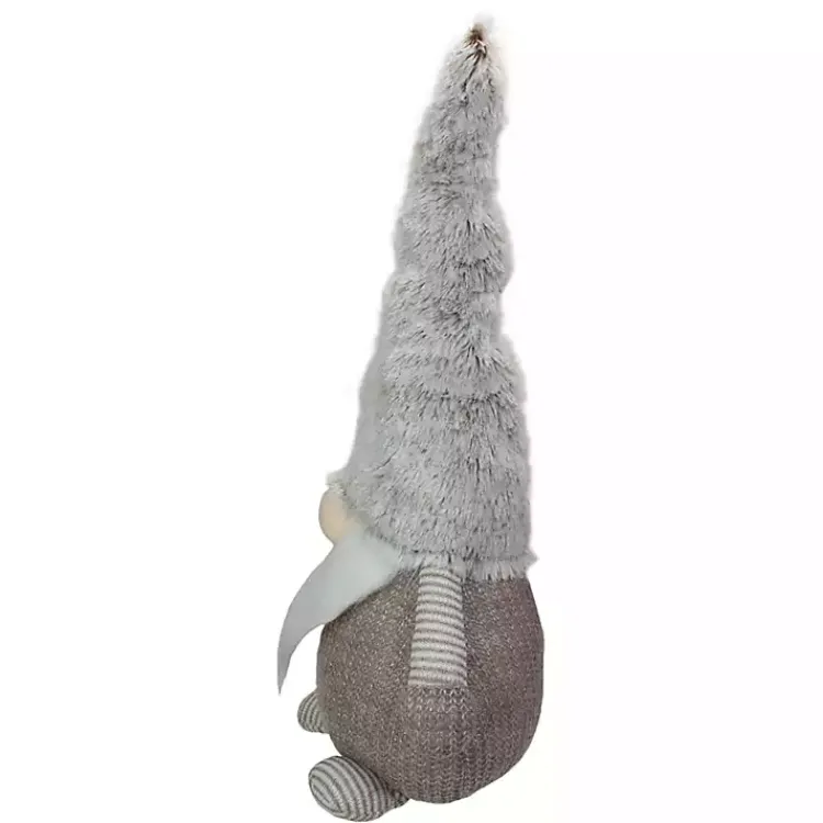 Brown and White Knit LED Gnome Christmas Decorations