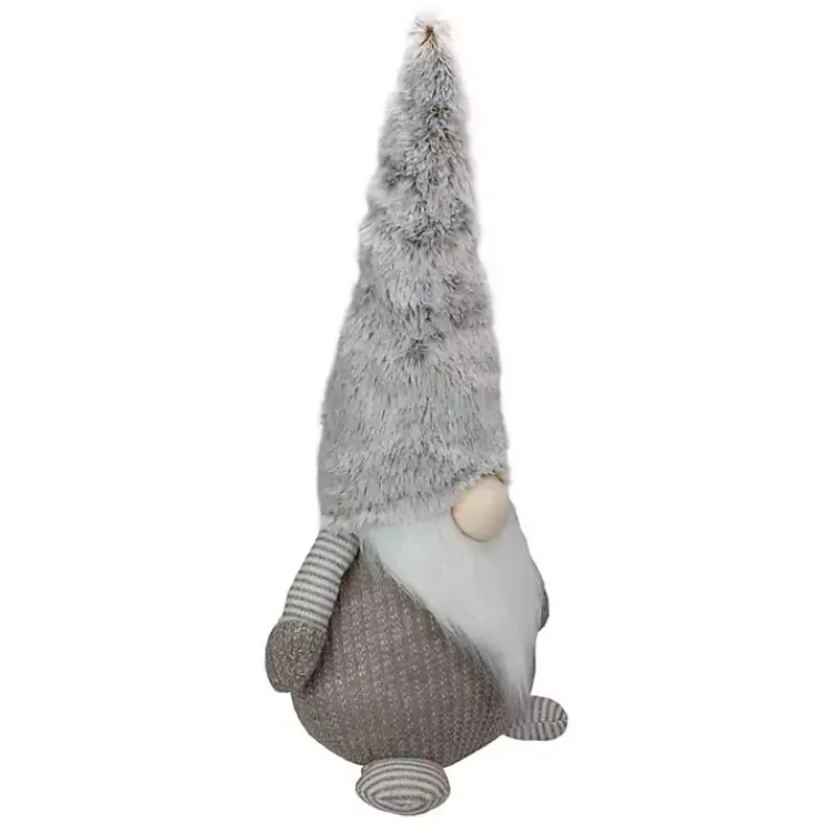 Brown and White Knit LED Gnome Christmas Decorations