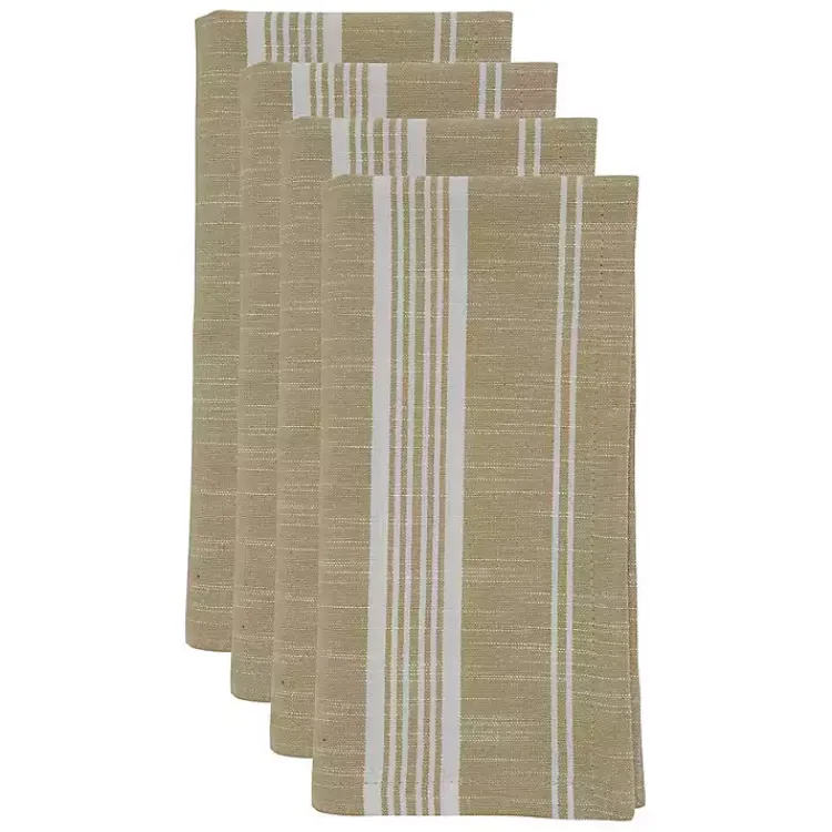 Kirklands Home Table Linens|and White Striped Napkins, Set of 4 Brown