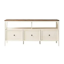 Kirklands Home Tv Stands & Media Consoles|Brown and Whitewashed Wood 3-Drawer Media Cabinet