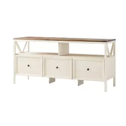 Kirklands Home Tv Stands & Media Consoles|Brown and Whitewashed Wood 3-Drawer Media Cabinet
