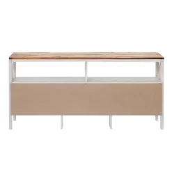 Kirklands Home Tv Stands & Media Consoles|Brown and Whitewashed Wood 3-Drawer Media Cabinet