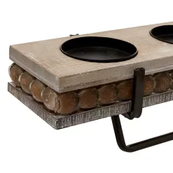 Online Beaded Wood and Metal Base Candle Holder Candle Holders