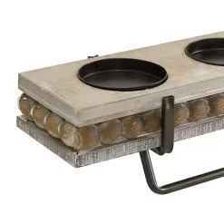 Online Beaded Wood and Metal Base Candle Holder Candle Holders