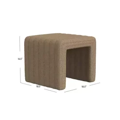 Kirklands Home Benches & Ottomans|Boucle Channeled Upholstered Ottoman Brown