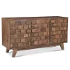 Kirklands Home Cabinets & Sideboards|Brown Carved Wood Woven 3-Door Sideboard