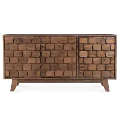 Kirklands Home Cabinets & Sideboards|Brown Carved Wood Woven 3-Door Sideboard