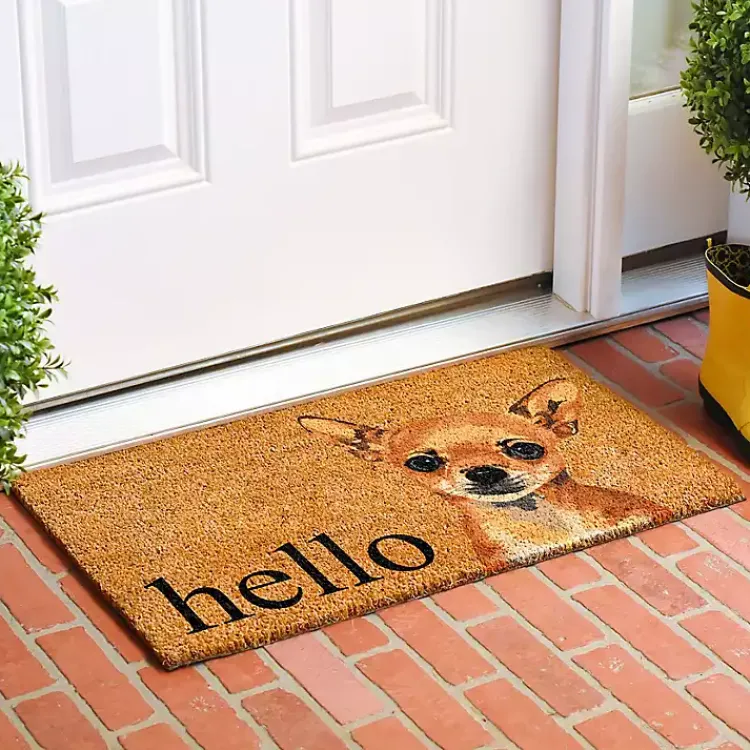 Kirklands Home Doormats|Chihuahua Hello Doormat Brown