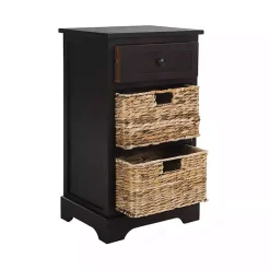 Kirklands Home Accent & End Tables|Cora Accent Table with Woven Storage Baskets Brown