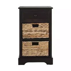 Kirklands Home Accent & End Tables|Cora Accent Table with Woven Storage Baskets Brown