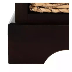 Kirklands Home Accent & End Tables|Cora Accent Table with Woven Storage Baskets Brown