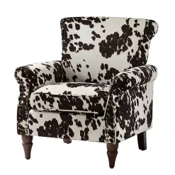 Kirklands Home Accent Chairs|Brown Cow Print Upholstered Accent Chair