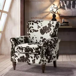 Kirklands Home Accent Chairs|Brown Cow Print Upholstered Accent Chair