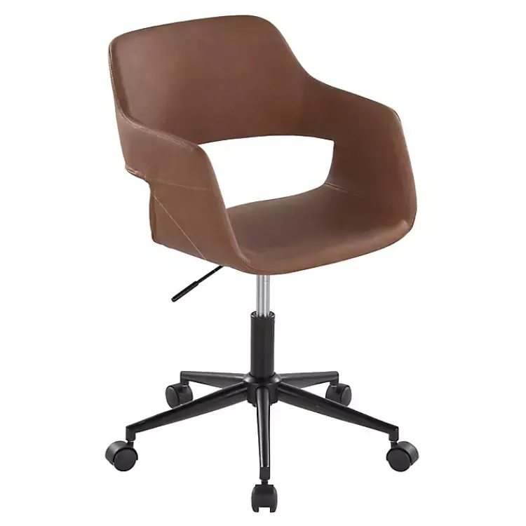 Kirklands Home Office Furniture|Faux Leather & Black Marshall Office Chair Brown