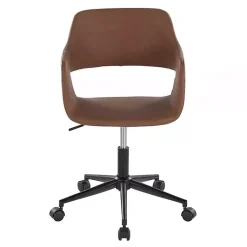 Kirklands Home Office Furniture|Faux Leather & Black Marshall Office Chair Brown