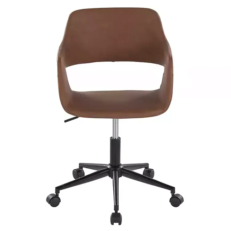 Kirklands Home Office Furniture|Faux Leather & Black Marshall Office Chair Brown