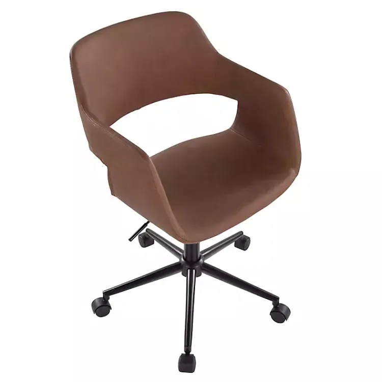 Kirklands Home Office Furniture|Faux Leather & Black Marshall Office Chair Brown