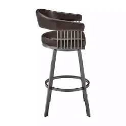 Kirklands Home Bar Stools & Counter Height Stools|Faux Leather Chelsea Swivel Bar Stool Brown