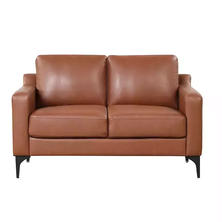Kirklands Home Sofas & Loveseats|Faux Leather Fletcher Loveseat Brown