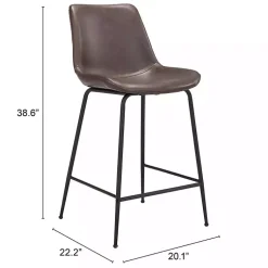 Kirklands Home Bar Stools & Counter Height Stools|Faux Leather Highback Counter Stool Brown