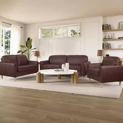 Kirklands Home Sofas & Loveseats|Faux Leather Lyon Sofa Brown