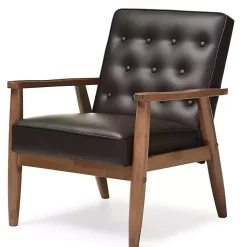 Kirklands Home Accent Chairs|Faux Leather Mid-Century Modern Accent Chair Brown
