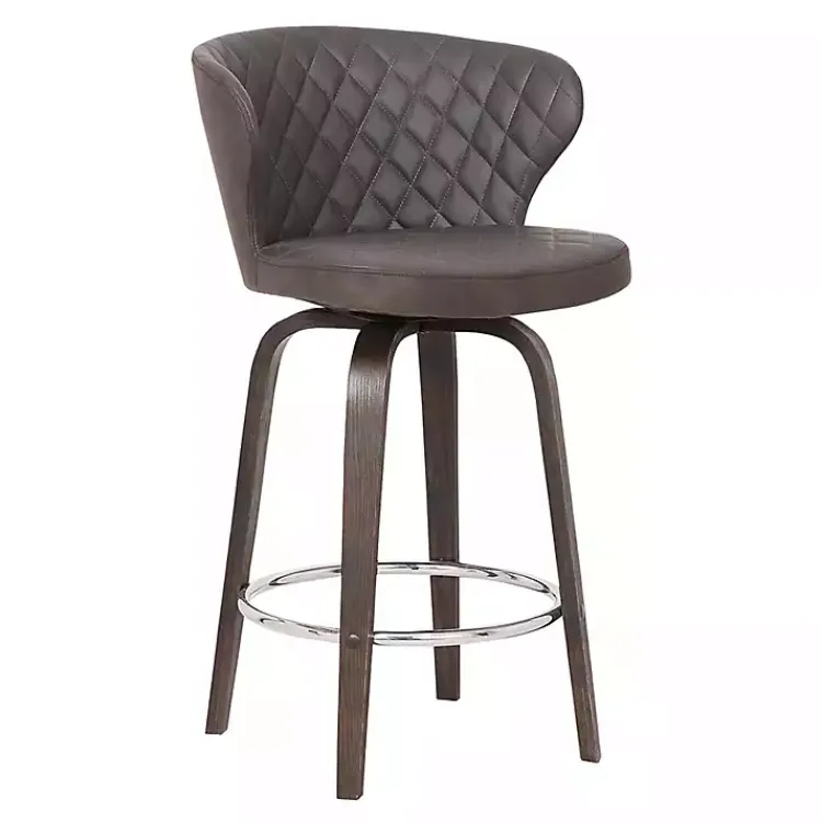 Kirklands Home Bar Stools & Counter Height Stools|Faux Leather Mynette Swivel Stool, 36 in. Brown