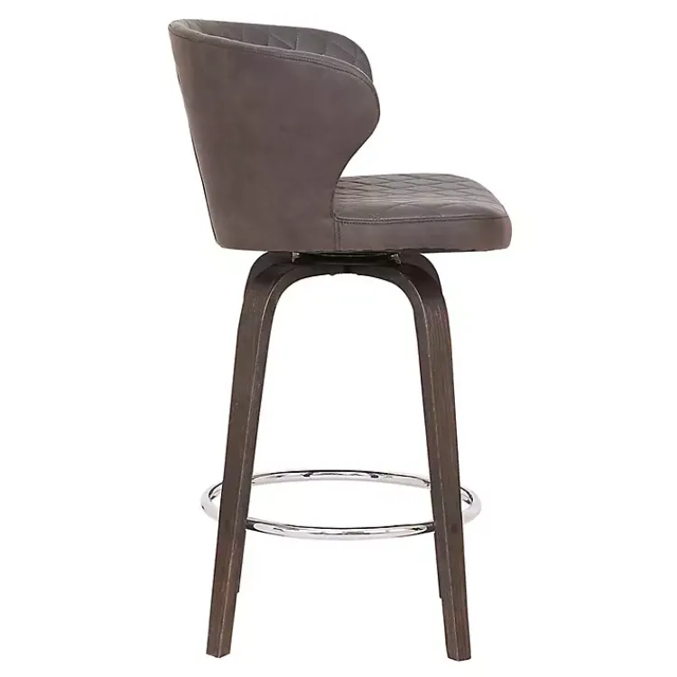Kirklands Home Bar Stools & Counter Height Stools|Faux Leather Mynette Swivel Stool, 36 in. Brown