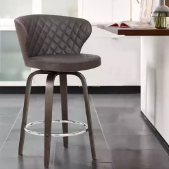 Kirklands Home Bar Stools & Counter Height Stools|Faux Leather Mynette Swivel Stool, 36 in. Brown