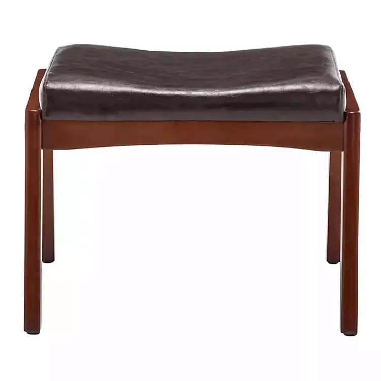 Kirklands Home Benches & Ottomans|Faux Leather Natasha Ottoman Stool Brown