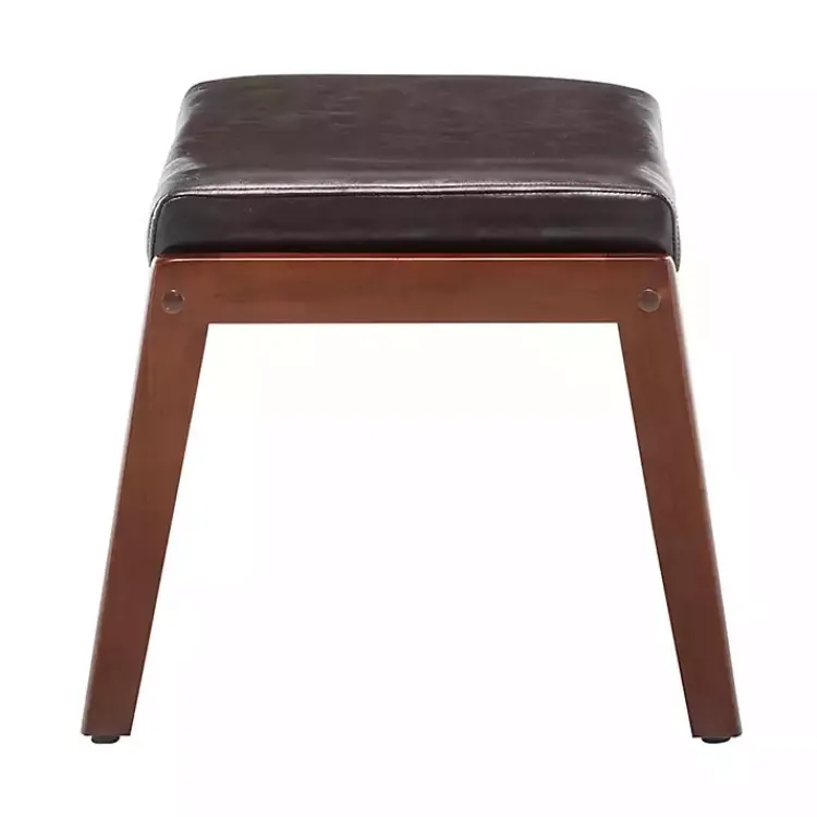Kirklands Home Benches & Ottomans|Faux Leather Natasha Ottoman Stool Brown
