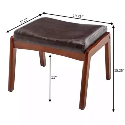 Kirklands Home Benches & Ottomans|Faux Leather Natasha Ottoman Stool Brown