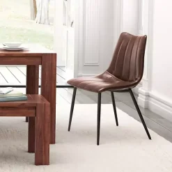 Kirklands Home Dining Chairs|Faux Leather Noreen Dining Chairs, Set of 2 Brown