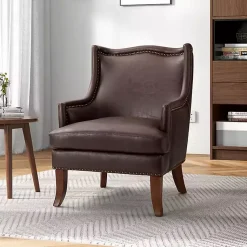 Kirklands Home Accent Chairs|Faux Leather Ophelia Accent Chair Brown